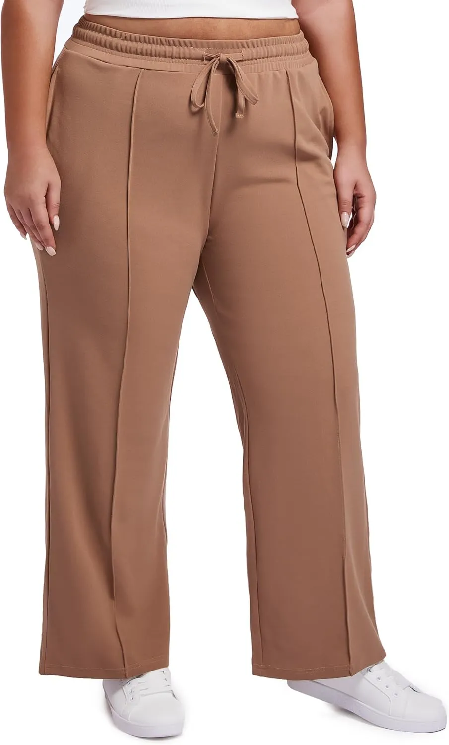 SEKINO Women's Plus Size Wide Straight Leg Pants High Waisted Business Casual Work Pants Trousers with Pockets Drawstring