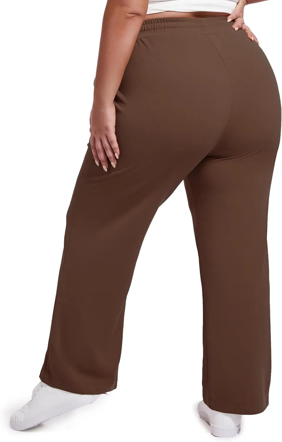 SEKINO Women's Plus Size Wide Straight Leg Pants High Waisted Business Casual Work Pants Trousers with Pockets Drawstring