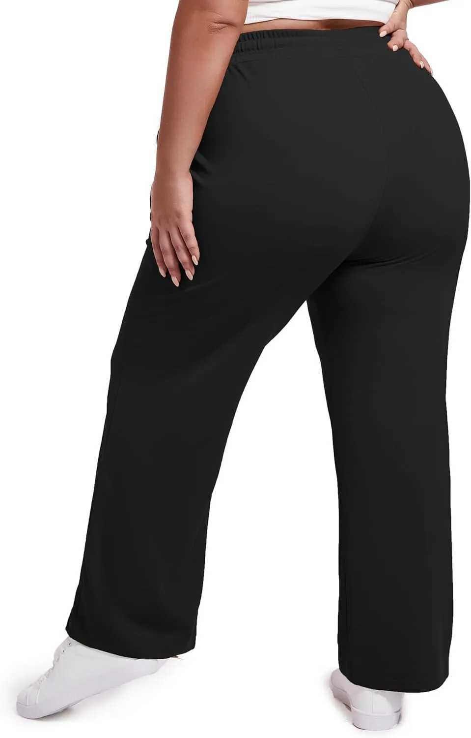 SEKINO Women's Plus Size Wide Straight Leg Pants High Waisted Business Casual Work Pants Trousers with Pockets Drawstring