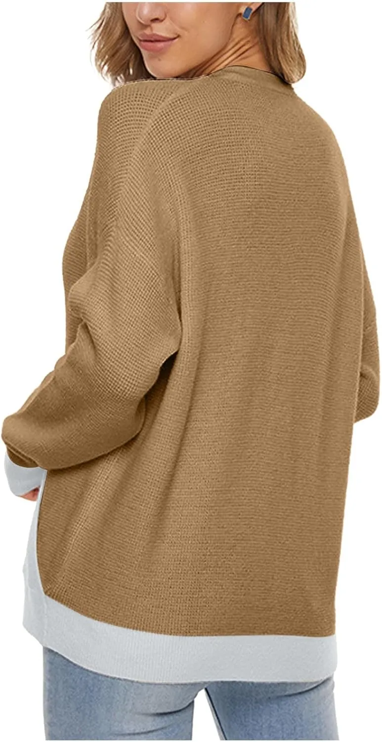 Sexy Cross Wrap v Neck Sweaters for Women Trendy Oversized Long Sleeve Knit Pullover Tops Ladies Casual Sweater