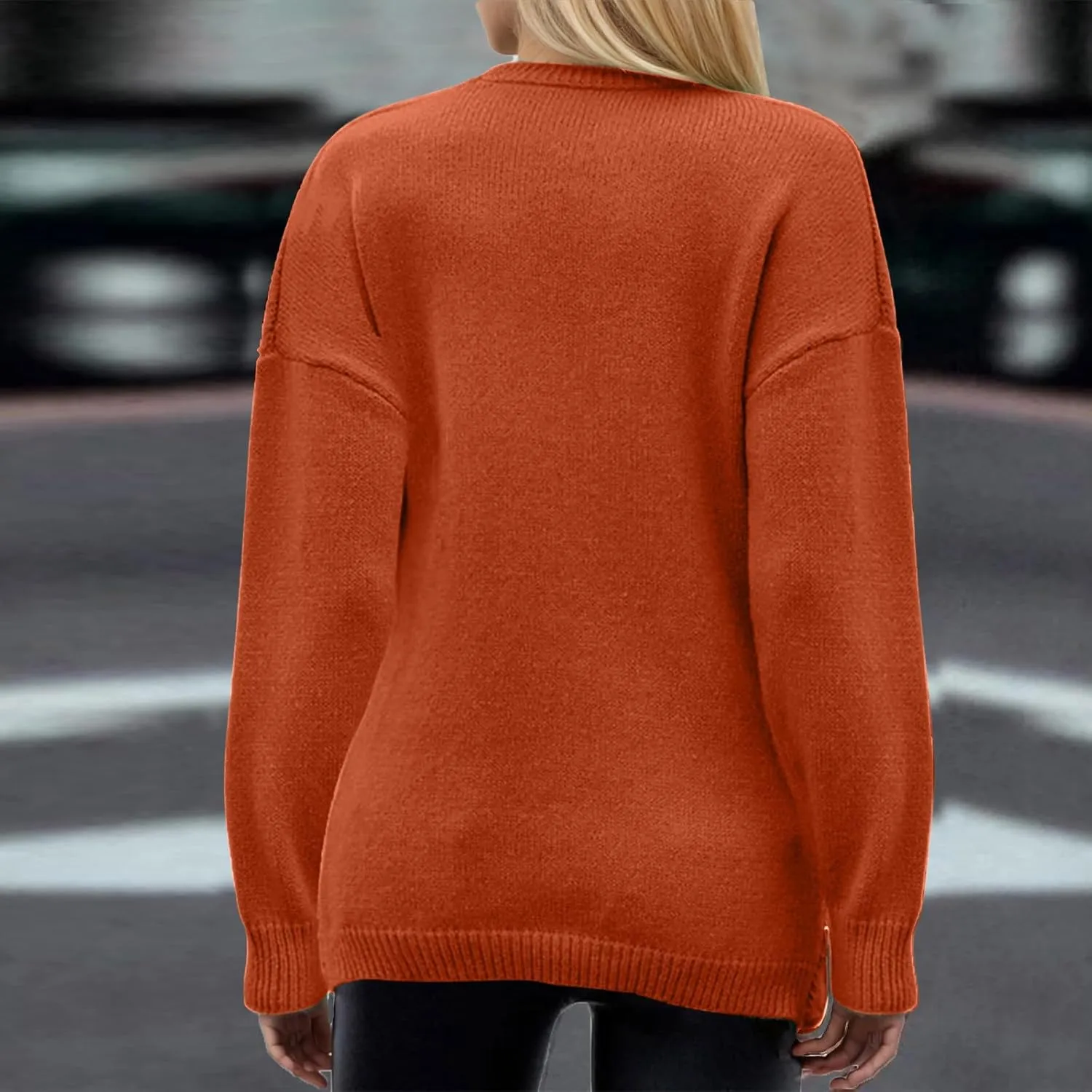 Sexy Sweaters for Women 2024 Drop Shoulder Long Sleeve Wrap Cross V Neck Jumper Tops Cable Knit Pullover Sweater