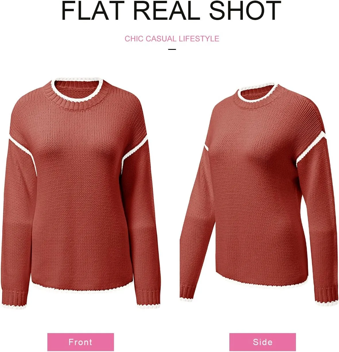SHEWIN Womens Sweaters Crewneck Long Sleeve Knit Pullover Sweater Casual Fall Tops for Women 2024