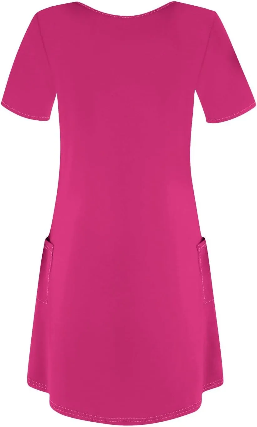 Short Sleeve Dress for Women Sexy V Neck T Shirt Dress Summer Casual Loose Short Dress Cute Mini Dress with Pockets