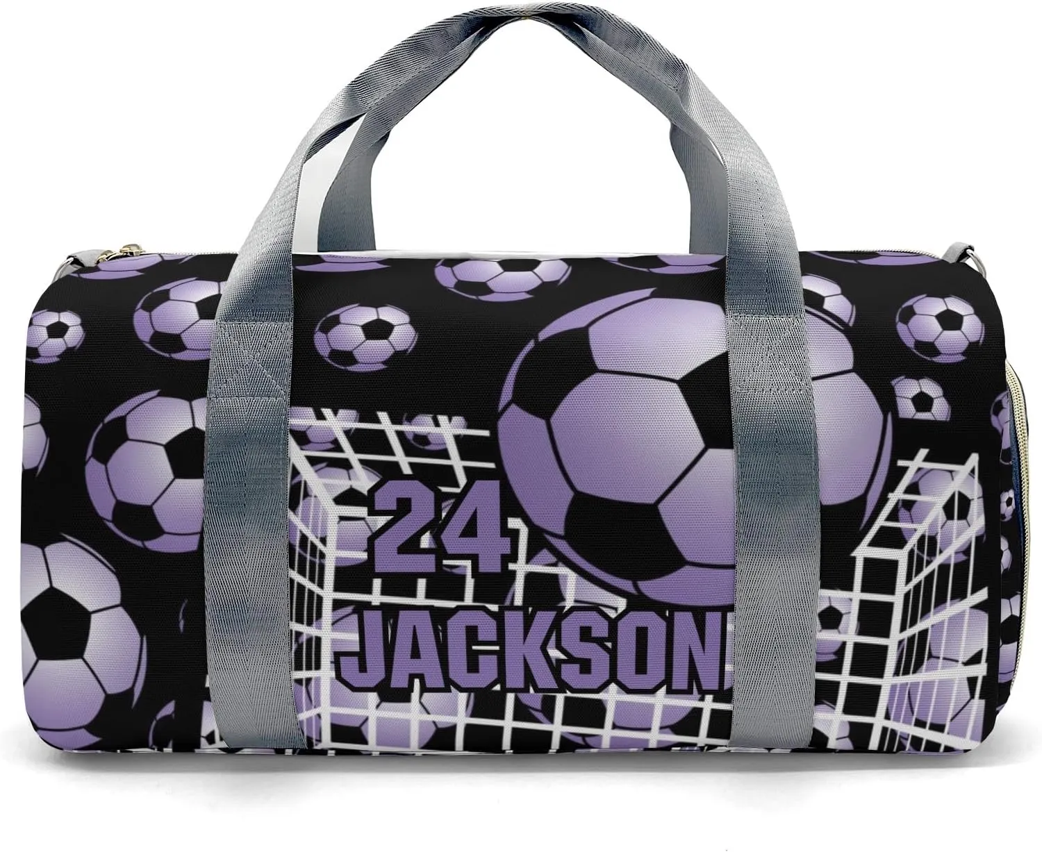 Soccer Ball Player Number Name Travel Duffel Bag Large Foldable Waterproof Overnight Bag for Beach Swim Bags Pool Sports Gym