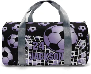 Soccer Ball Player Number Name Travel Duffel Bag Large Foldable Waterproof Overnight Bag for Beach Swim Bags Pool Sports Gym