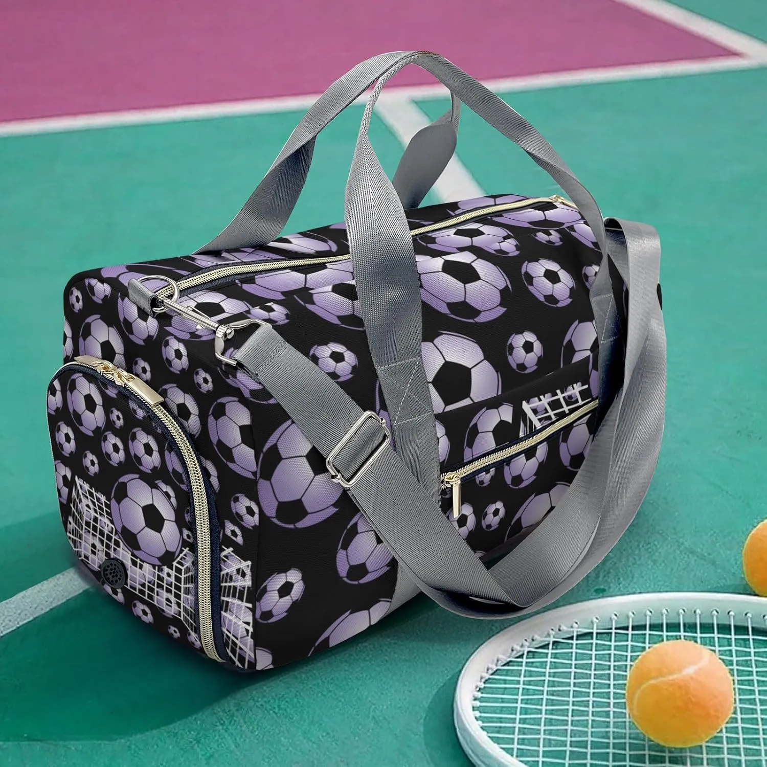 Soccer Ball Player Number Name Travel Duffel Bag Large Foldable Waterproof Overnight Bag for Beach Swim Bags Pool Sports Gym