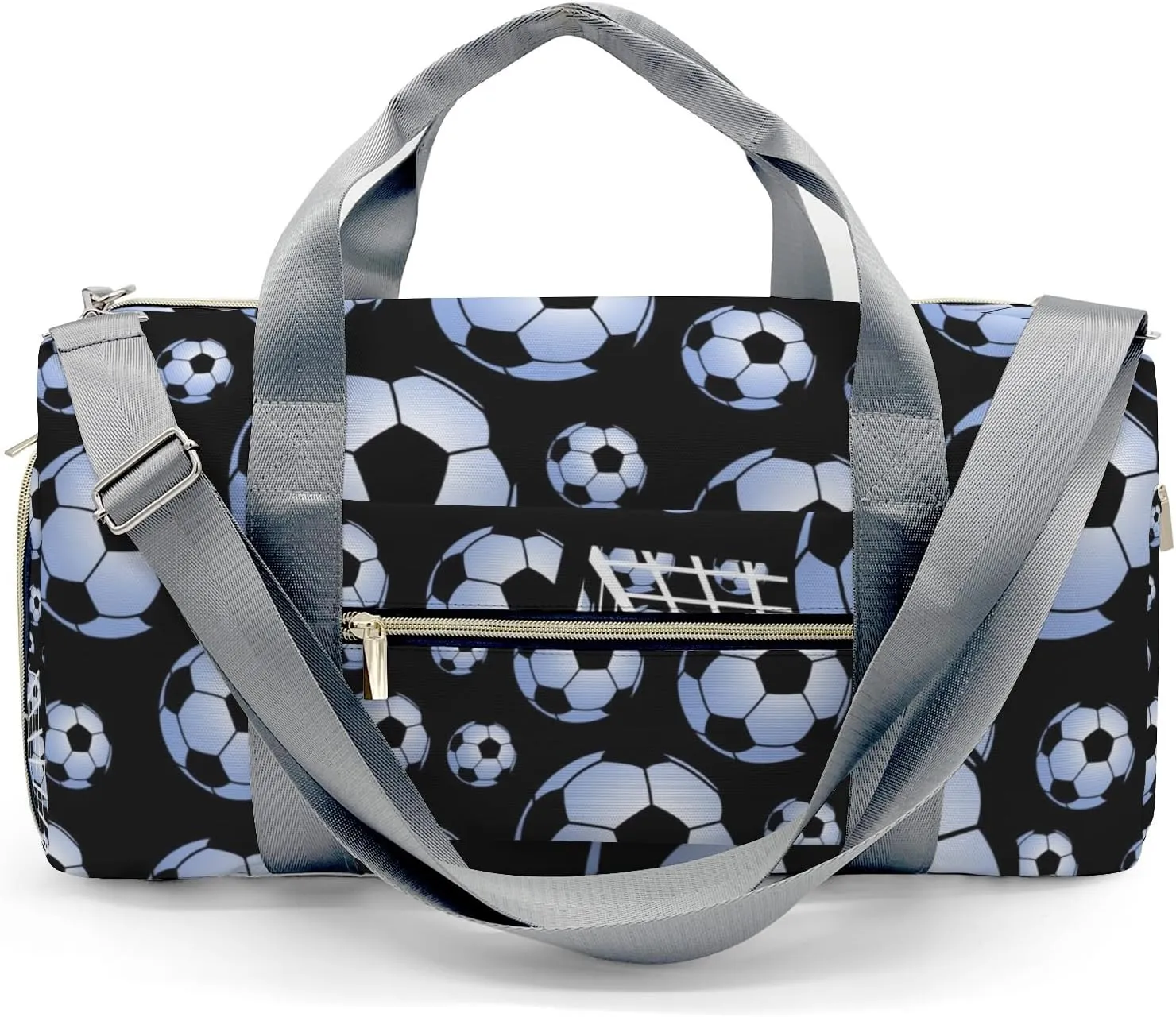 Soccer Ball Player Number Name Waterproof Travel Duffel Bag for Men and Women with Shoe Compartment