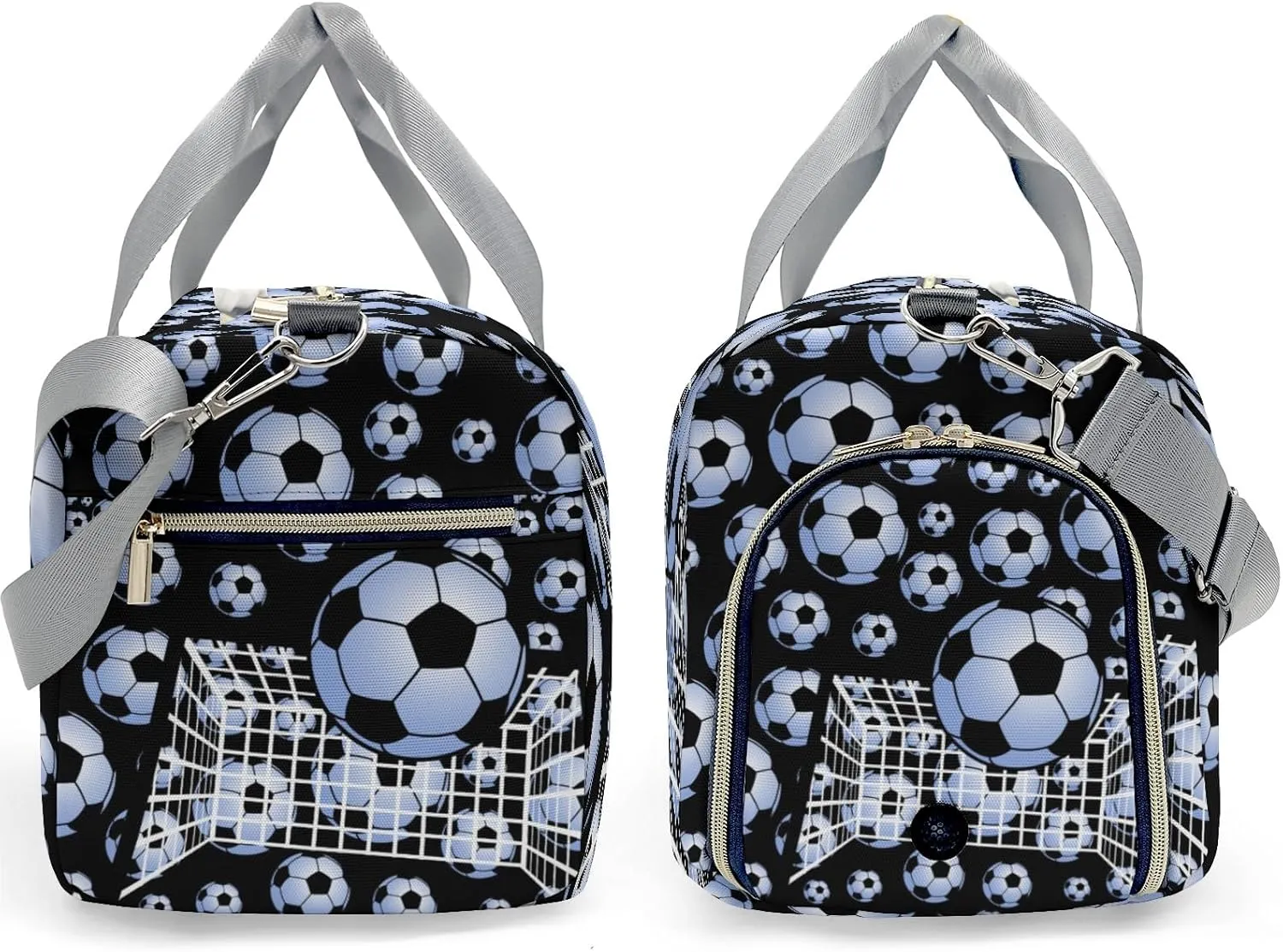 Soccer Ball Player Number Name Waterproof Travel Duffel Bag for Men and Women with Shoe Compartment
