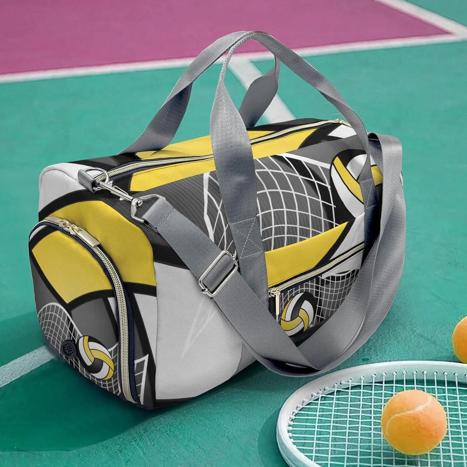 Sport Volleyball Athlete Waterproof Travel Duffel Bag for Men and Women with Shoe Compartment