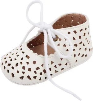 Spring and Summer Children Baby Infant Shoes for Girls Flat Bottoms Non Slip Light Hollow Breathable Lace Up Easy to Wear and Comfortable Burr Berry Shoes