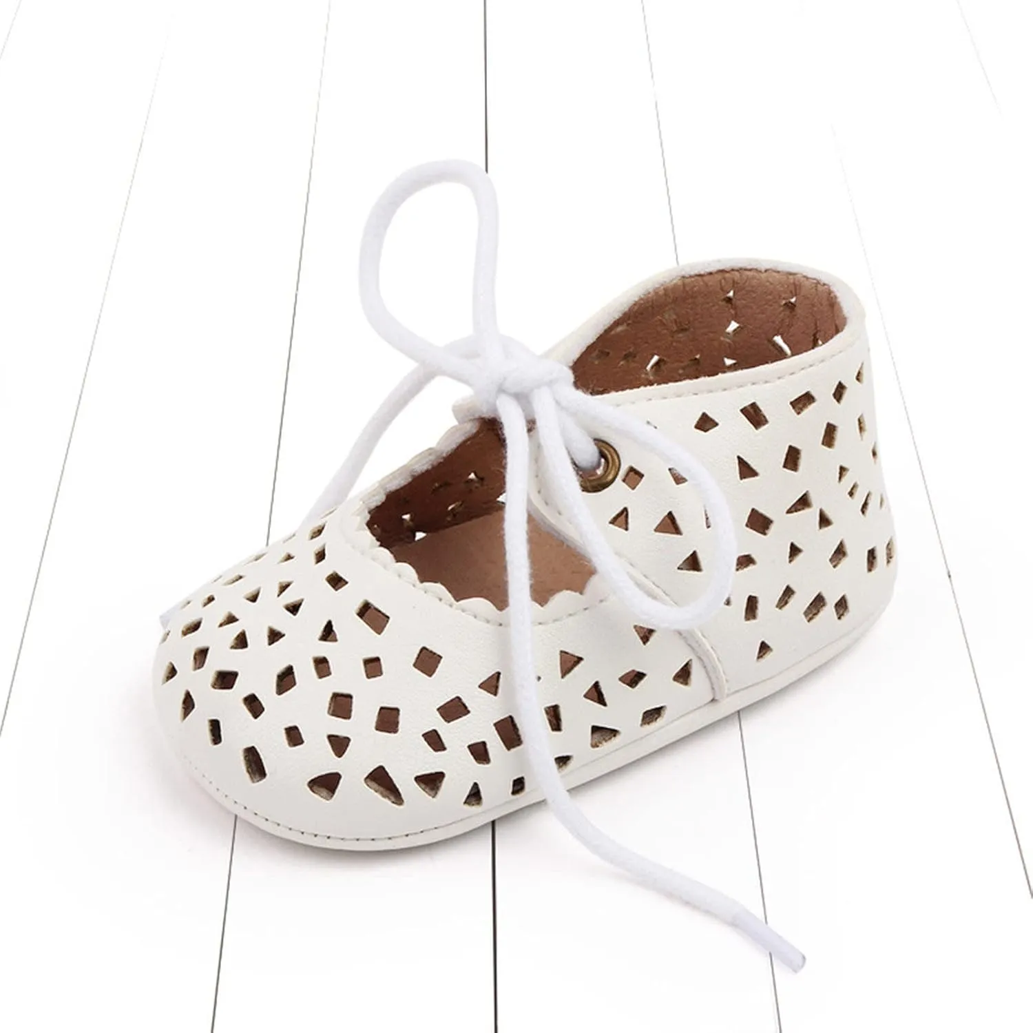 Spring and Summer Children Baby Infant Shoes for Girls Flat Bottoms Non Slip Light Hollow Breathable Lace Up Easy to Wear and Comfortable Burr Berry Shoes