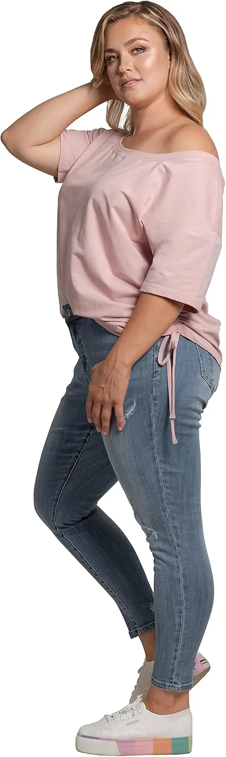 Standards & Practices Plus Size Women's Stretch Whisker Boyfriend Premium Jeans