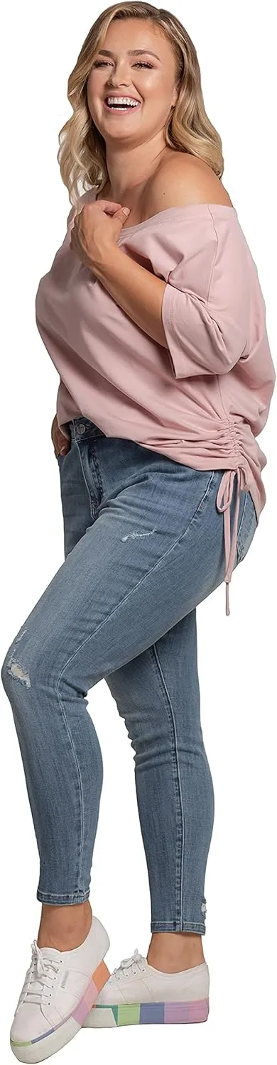 Standards & Practices Plus Size Women's Stretch Whisker Boyfriend Premium Jeans