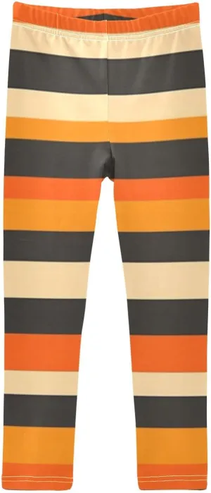 Striped Leggings for Girls Yoga Dance Pants Stretch High Waisted Ankle Length Tights Kids Leggings