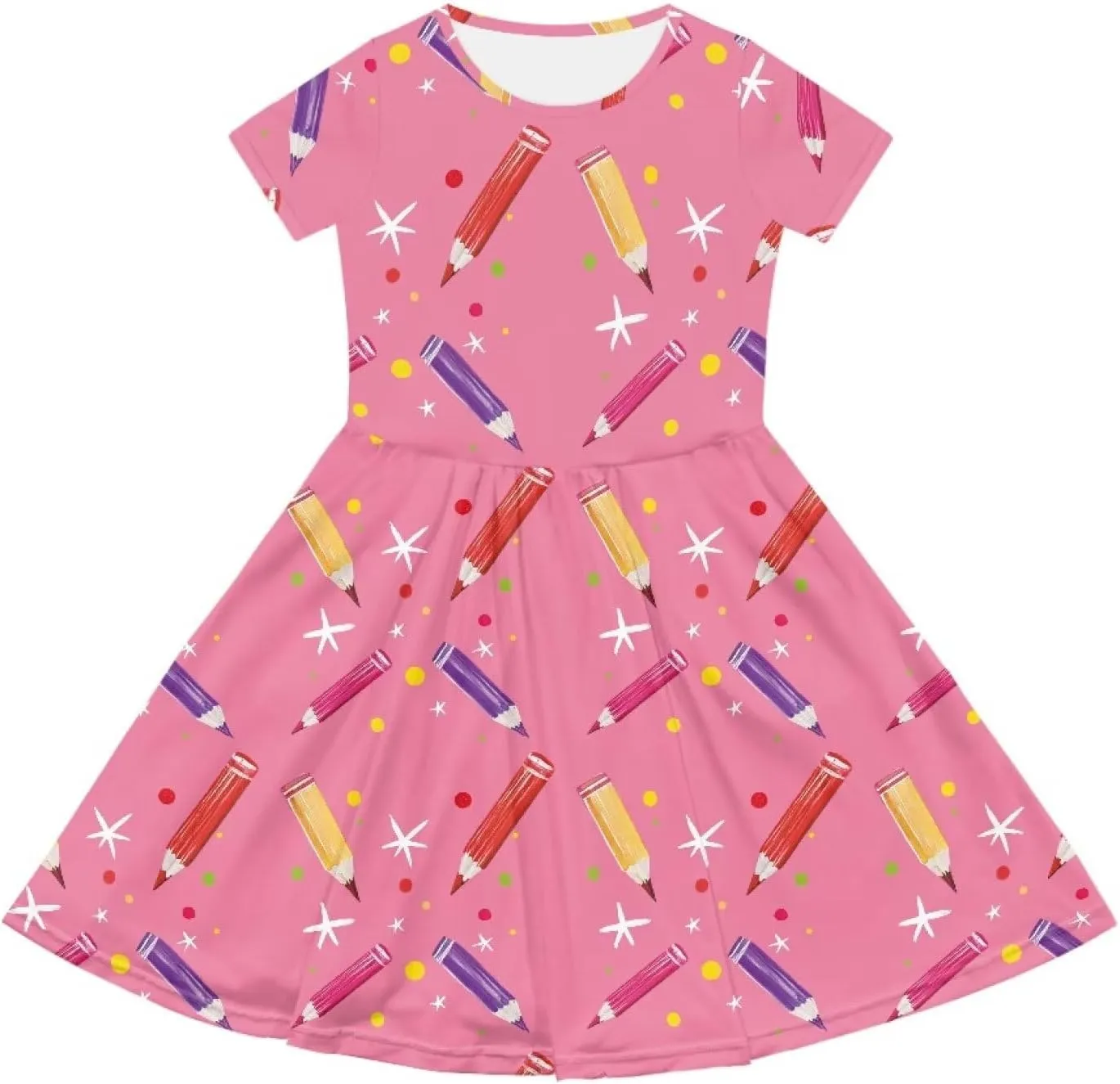 Summer Knee-Length Dresses for Girls 2-14 Years Old Machine Washable and Wrinkle-Resistant