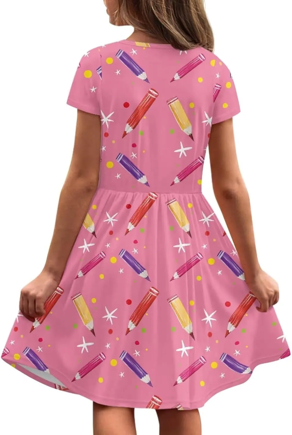 Summer Knee-Length Dresses for Girls 2-14 Years Old Machine Washable and Wrinkle-Resistant
