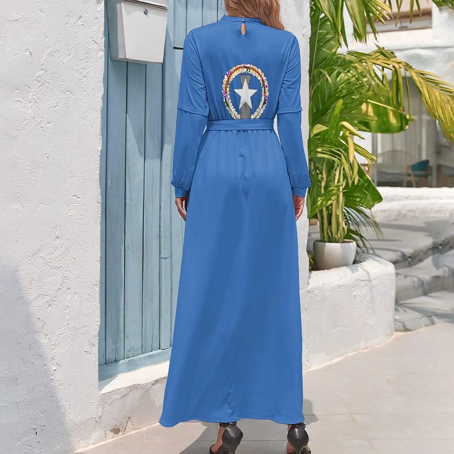 TAIZIYEAH Long Dress Elegant Casual Long Dress Northern Mari-ana Lslands Flag Girls Summer Sunshine Beach Skirts for Womens XL