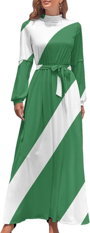 TAIZIYEAH Long Dress Nigeria Flag Women's Summer Casual Loose Dress Long Dress Short Sleeve for Girls Fashion Skirts XL