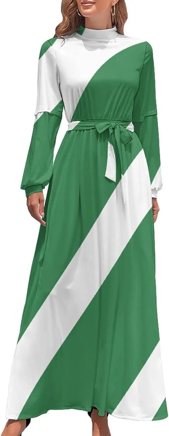 TAIZIYEAH Long Dress Nigeria Flag Women's Summer Casual Loose Dress Long Dress Short Sleeve for Girls Fashion Skirts XL