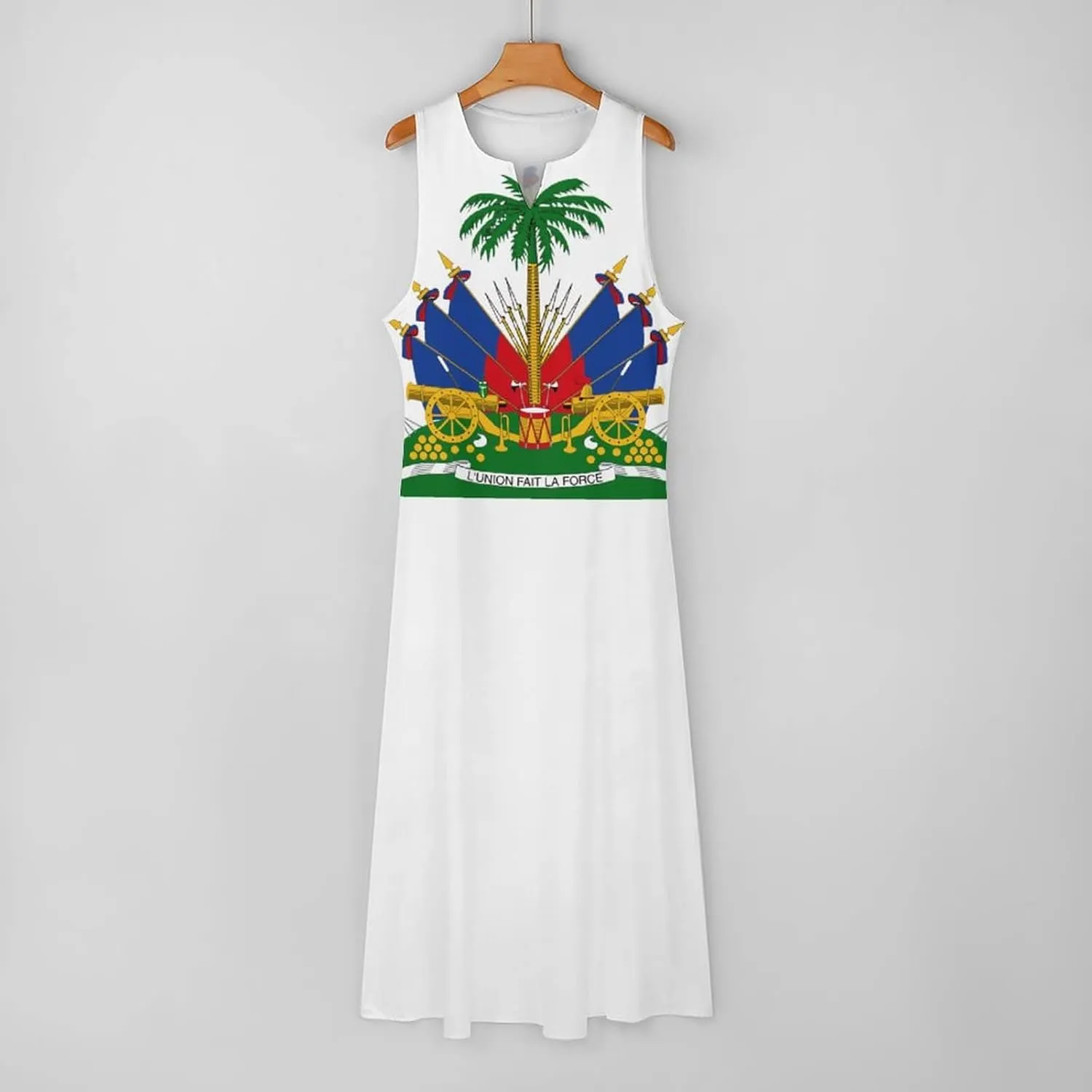 TAIZIYEAH Womens Summer Flag Print V-Neck Sleeveless Long Casual Dress 2XL