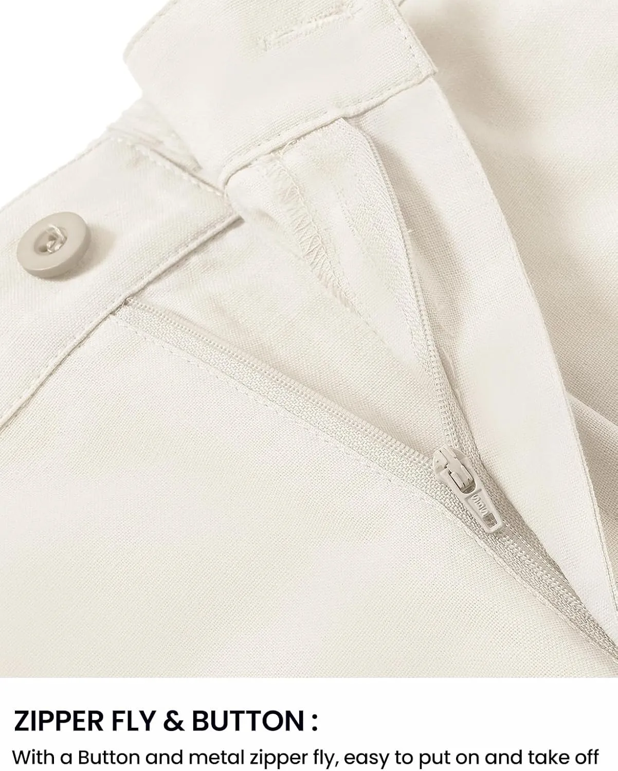 TBMPOY Men’s Linen Pants Casual Lightweight Beach Summer Pants Elastic Waist Slim Fit Trousers