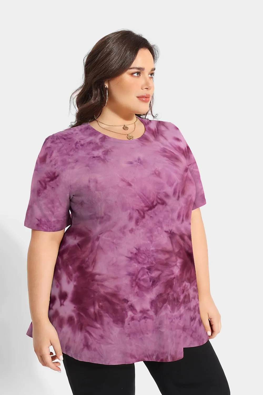 TIYOMI Plus Size Distressed Oversized T-Shirts Short Sleeve Tops for Women Crewneck Shirts XL-5XL