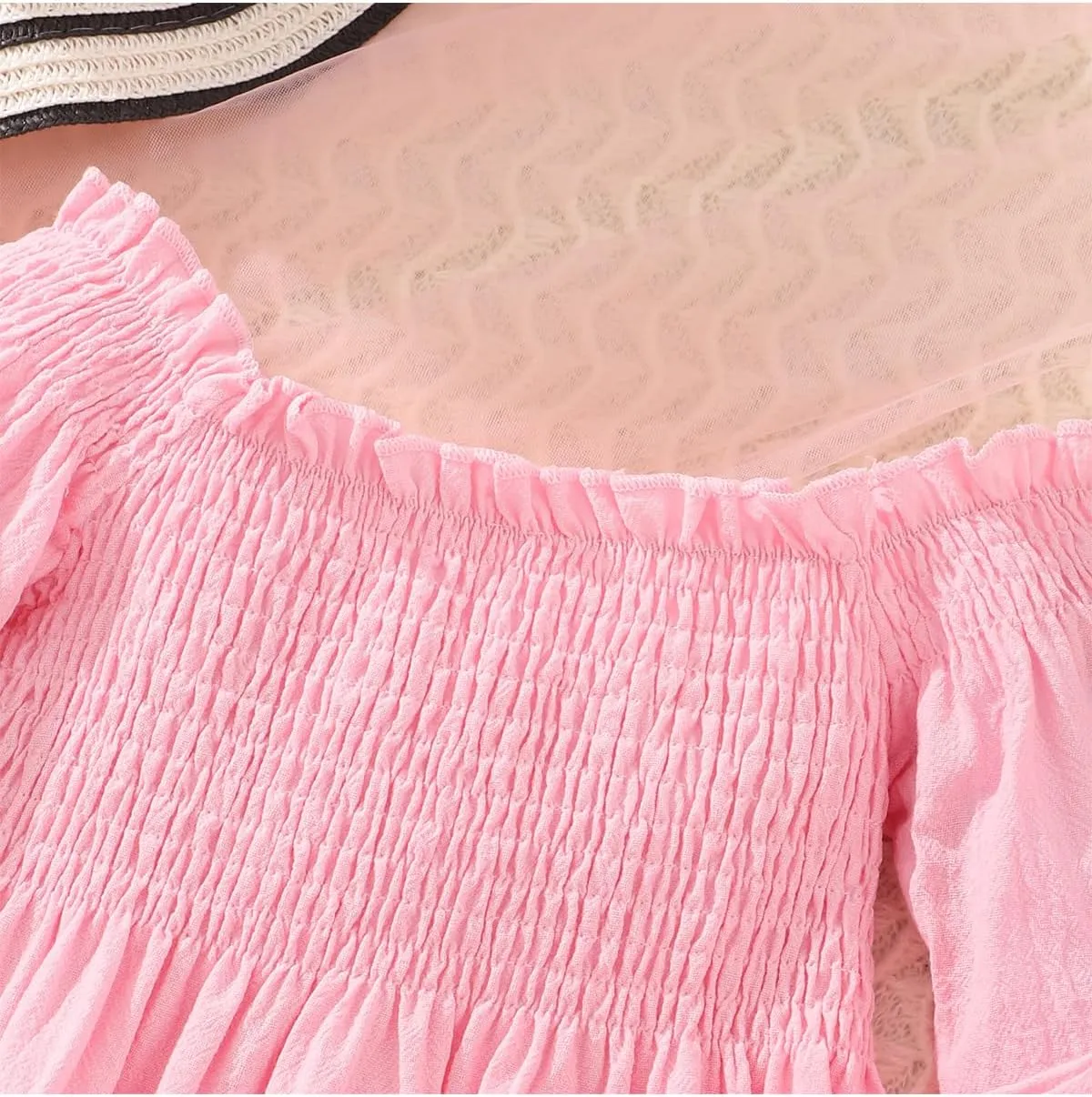 Tkria Girl Dress Spring Summer Square Neck Lantern Long Sleeve Toddler Dresses Size 3-7T