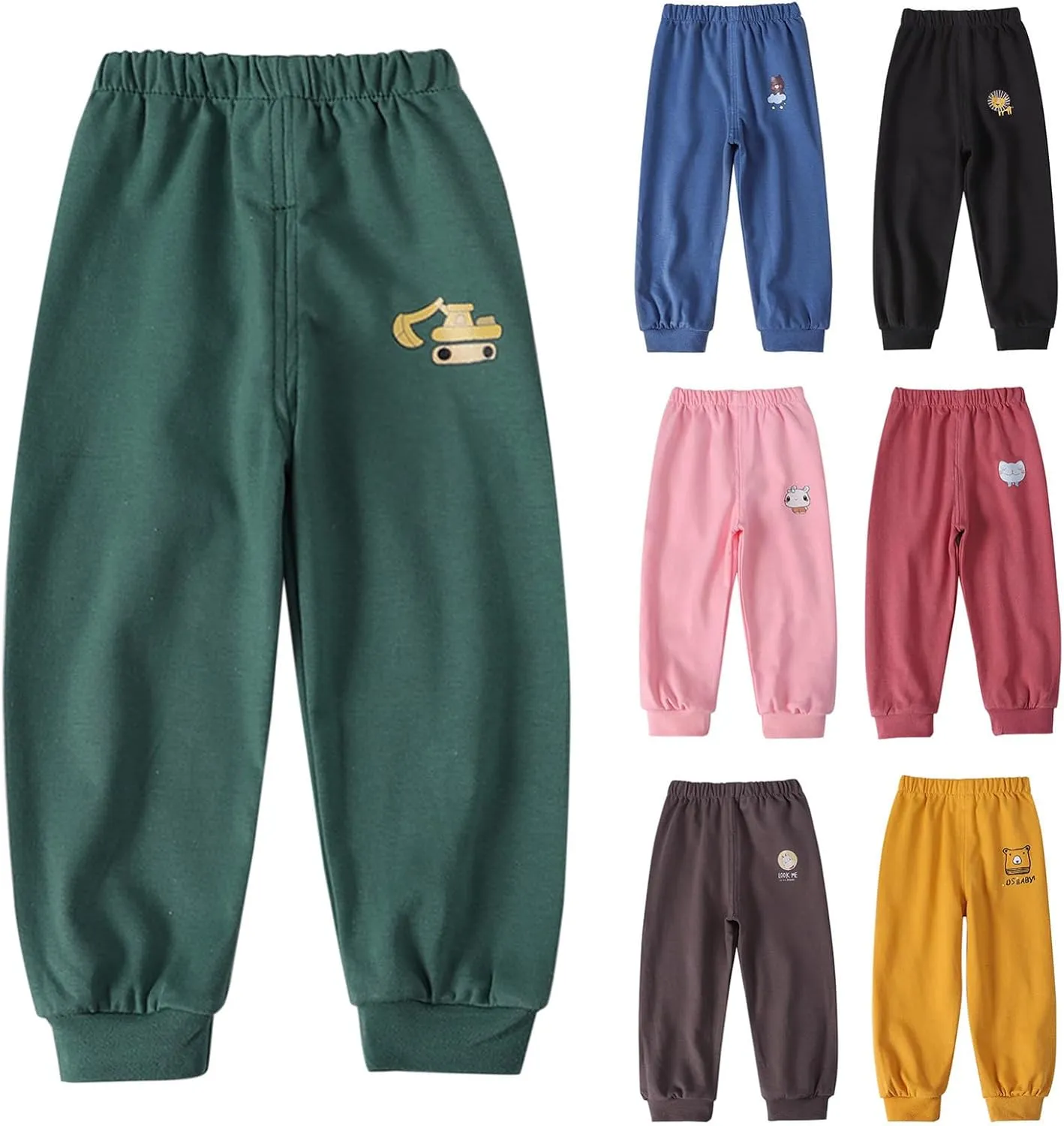 Toddler Boys Girls Cotton Sweatpants Solid Color Casual Bottoms Elastic Jogger Running Trousers for Kids Unisex