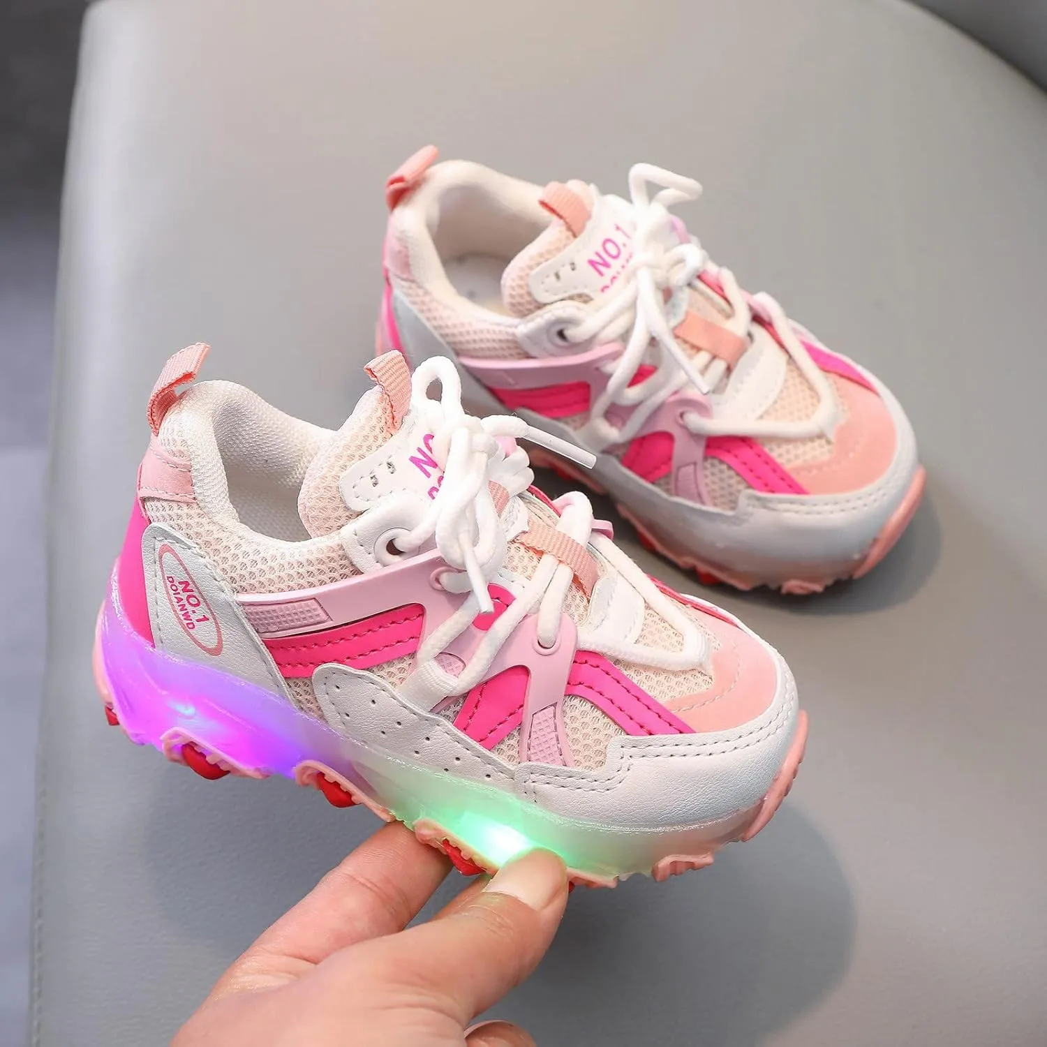 Toddler Boys Girls Light Up Shoes LED Flashing Lightweight Mesh Breathable Running Sneakers for Toddler Little