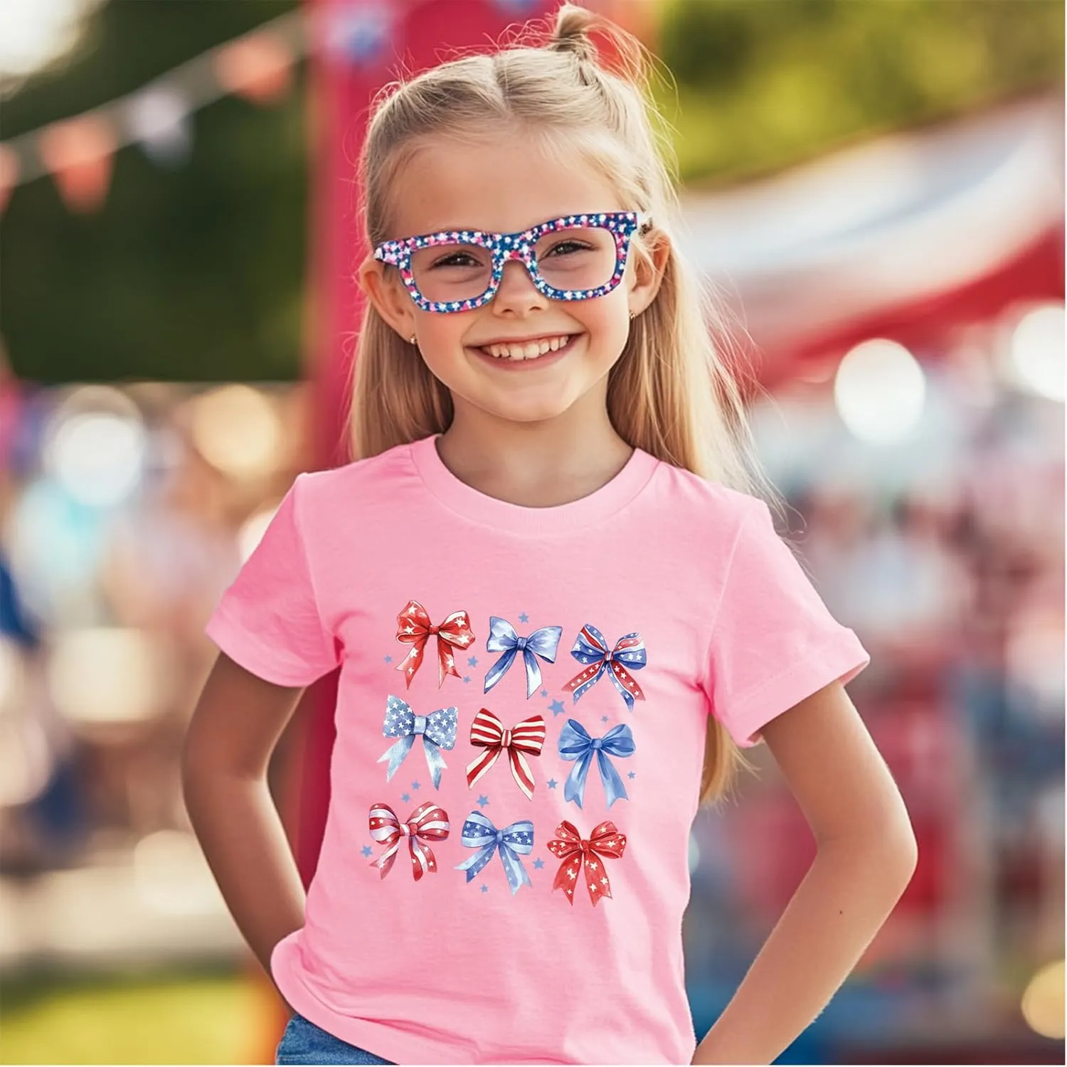 Toddler Girl American Flag Shirt 4th of July Tshirt Cotton Short Sleeve Tees 2-12 Years