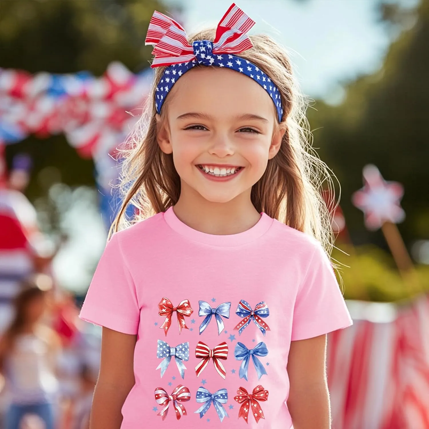 Toddler Girl American Flag Shirt 4th of July Tshirt Cotton Short Sleeve Tees 2-12 Years