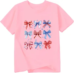 Toddler Girl American Flag Shirt 4th of July Tshirt Cotton Short Sleeve Tees 2-12 Years