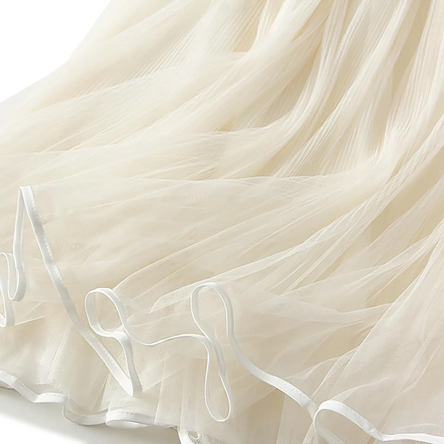 Tulle Skirts for Women Fairy Tutu Tiered Elastic Waist A Line Midi Skirt Casual Ruffles Layered Mesh Party Long Skirts