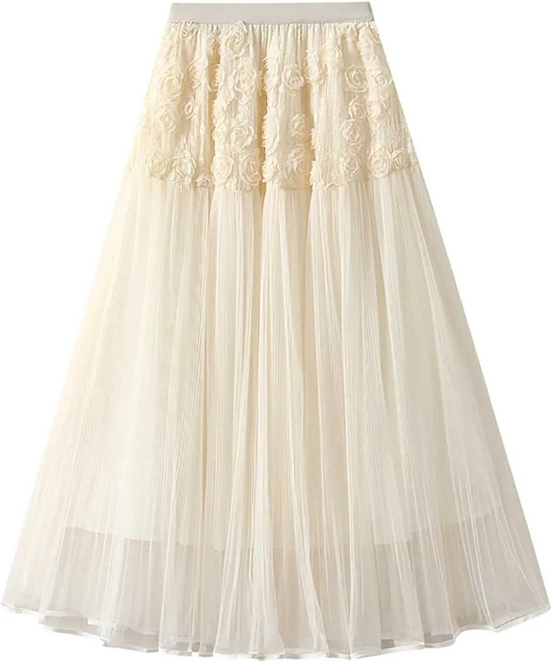 Tulle Skirts for Women Fairy Tutu Tiered Elastic Waist A Line Midi Skirt Casual Ruffles Layered Mesh Party Long Skirts
