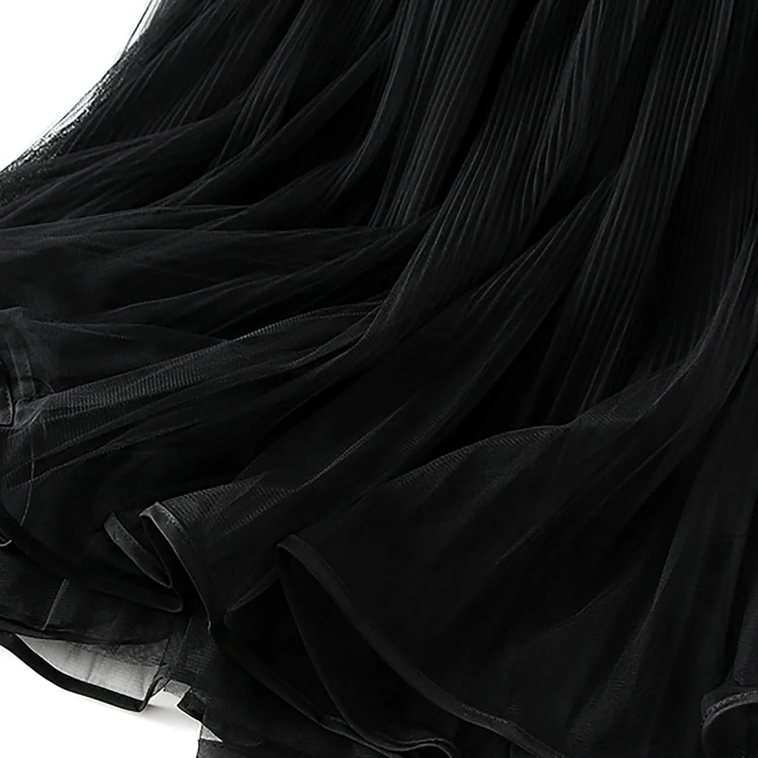 Tulle Skirts for Women Fairy Tutu Tiered Elastic Waist A Line Midi Skirt Casual Ruffles Layered Mesh Party Long Skirts