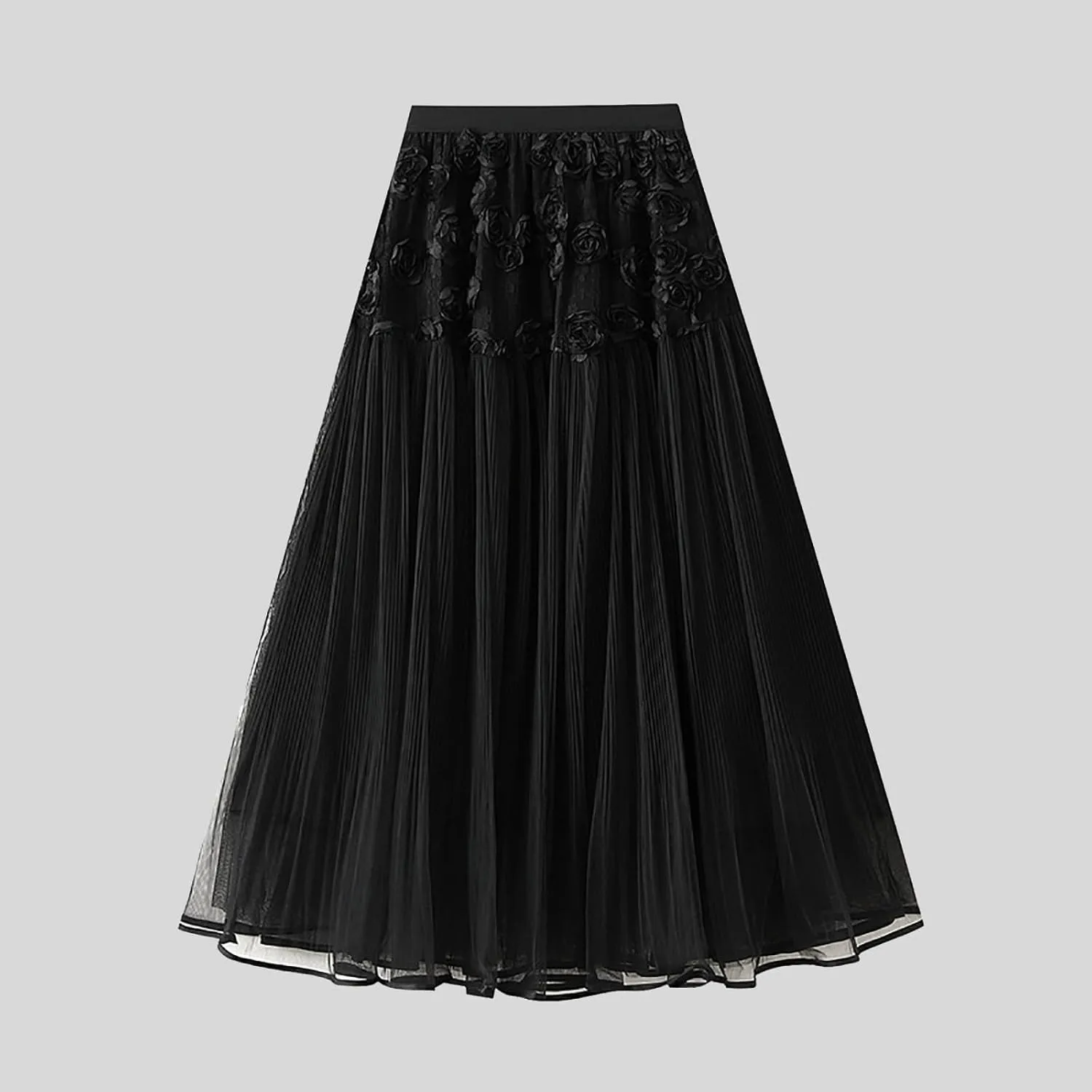 Tulle Skirts for Women Fairy Tutu Tiered Elastic Waist A Line Midi Skirt Casual Ruffles Layered Mesh Party Long Skirts