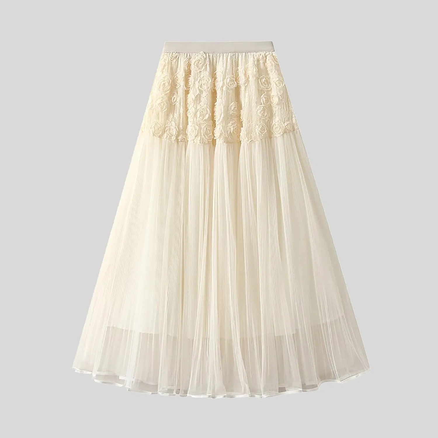 Tulle Skirts for Women Fairy Tutu Tiered Elastic Waist A Line Midi Skirt Casual Ruffles Layered Mesh Party Long Skirts