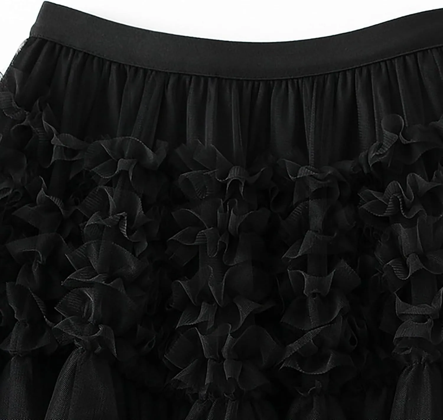 Tulle Skirts for Women Fairy Tutu Tiered Elastic Waist A Line Midi Skirt Casual Ruffles Layered Mesh Party Long Skirts