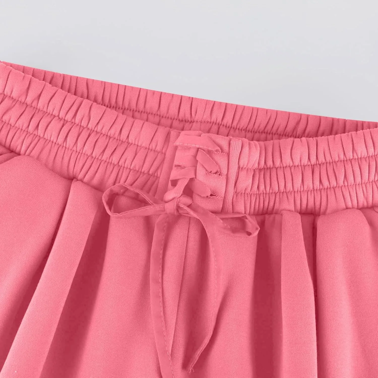 Wide Leg Sweatpants Women Baggy Fleece Lined Cute Y2k Drawstring High Waisted Sweat Pants Flowy Palazzo Lounge Pants