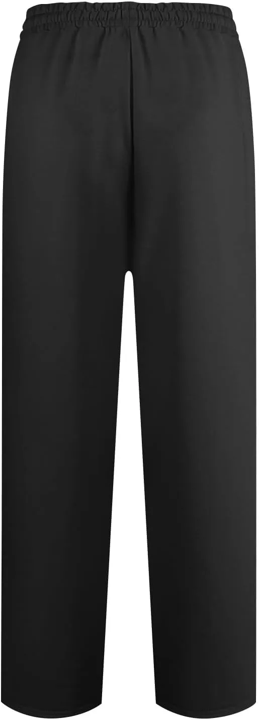 Wide Leg Sweatpants Women High Waisted Linen Pants Drawstring Workout Baggy Sweatpants Comfy Lounge Pants with Pocket