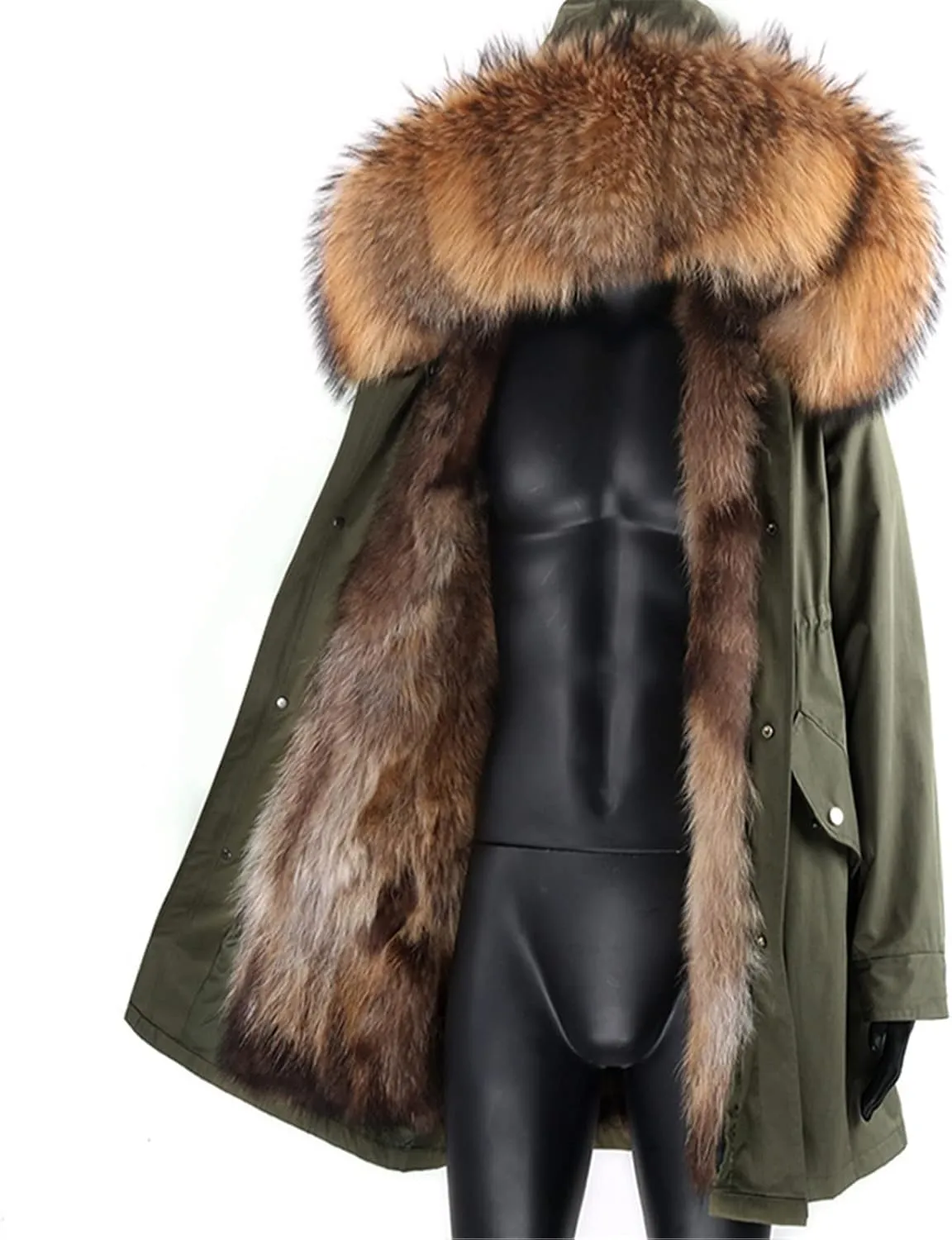 Winter Men's Casual Long Jacket Coat Fur Collar Hooded Jacket Thick Warm Parka Fashion Streetwear