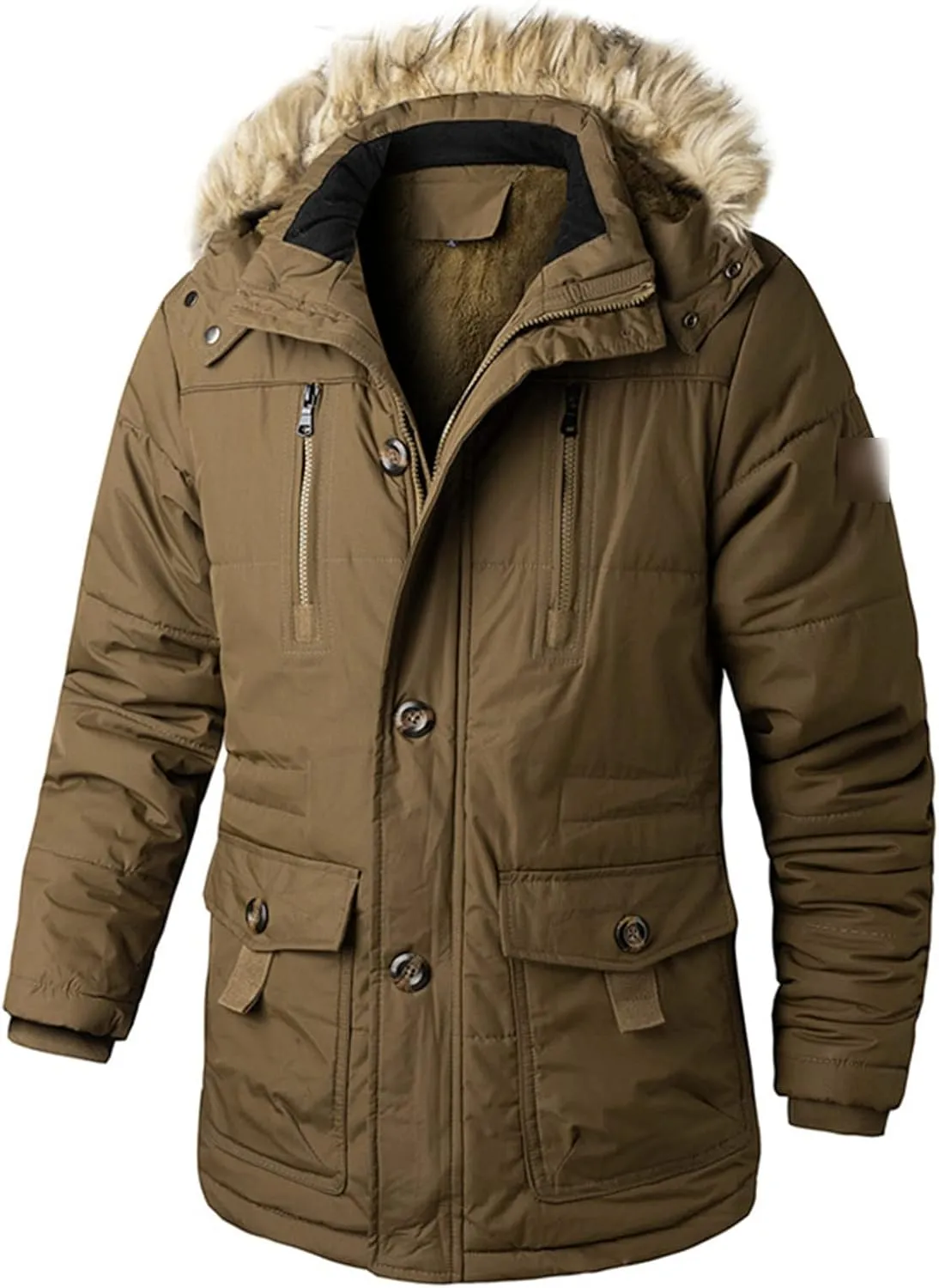 Winter Thickened Parka Men's Fleece Hooded Jacket Casual Fashion Windproof Warm Jacket