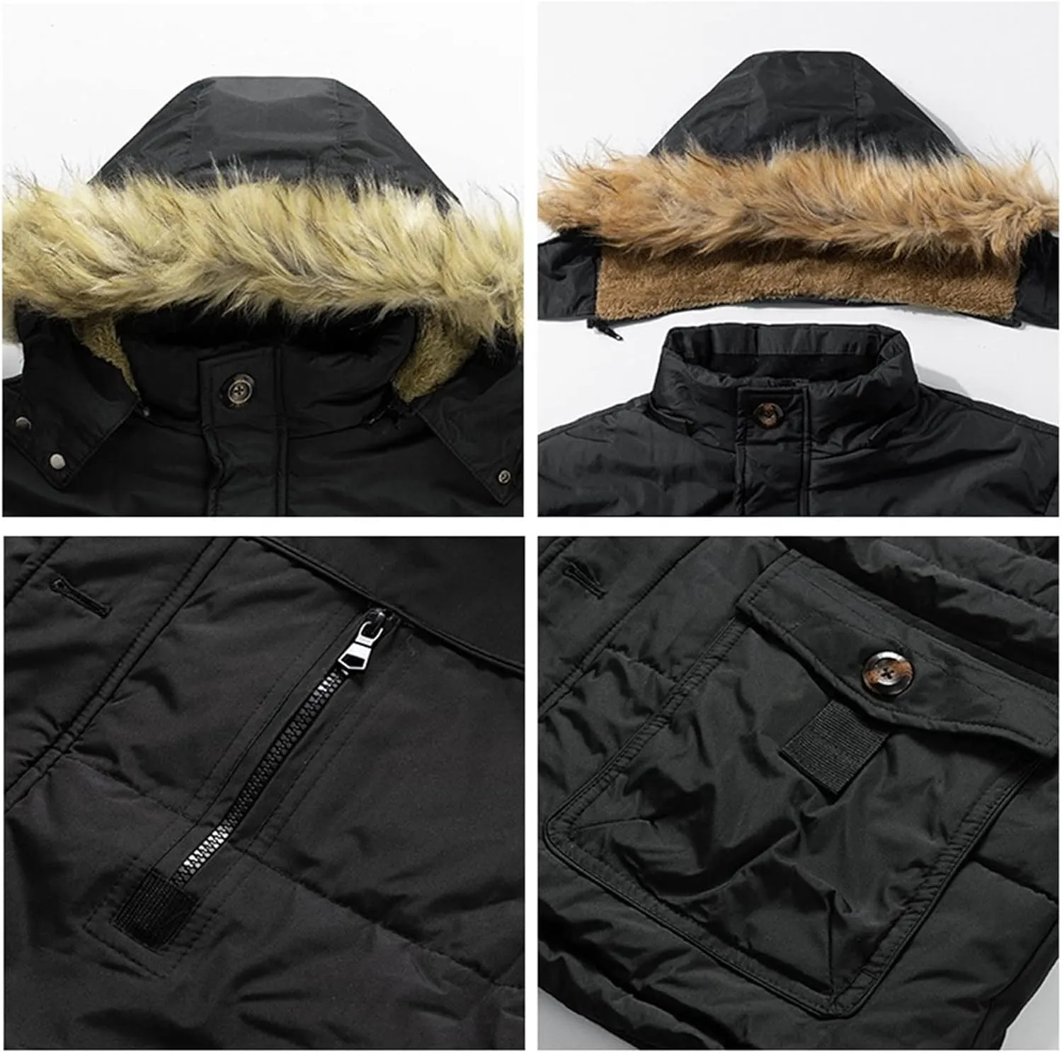 Winter Thickened Parka Men's Fleece Hooded Jacket Casual Fashion Windproof Warm Jacket