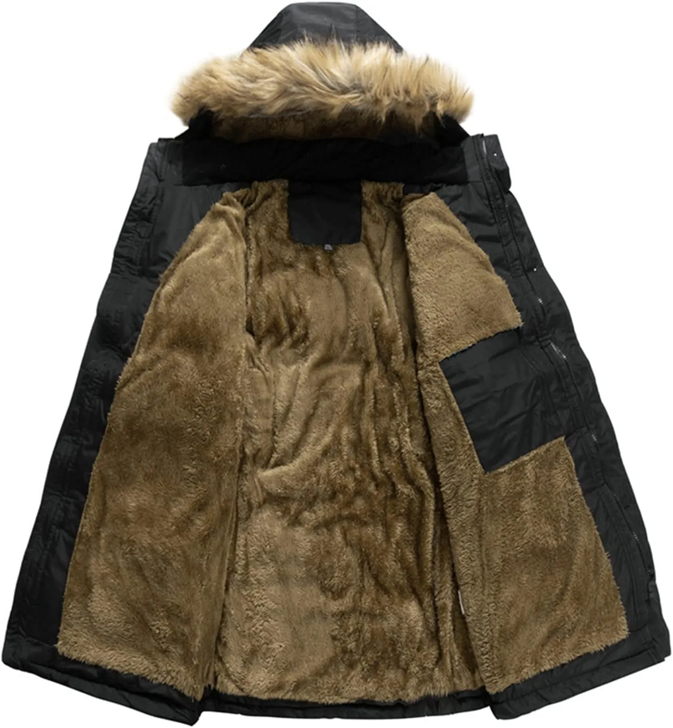 Winter Thickened Parka Men's Fleece Hooded Jacket Casual Fashion Windproof Warm Jacket