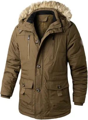 Winter Thickened Parka Men's Fleece Hooded Jacket Casual Fashion Windproof Warm Jacket