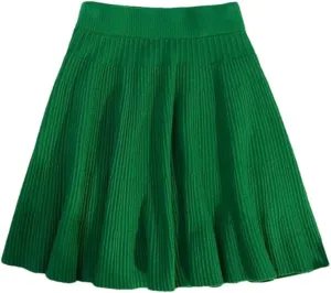 Women Autumn Winter Knitted Pleated Short Skirt Sexy Elastic High Waist Slim Party Mini Skirts