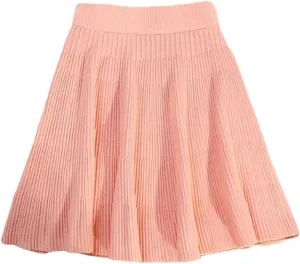Women Autumn Winter Knitted Pleated Short Skirt Sexy Elastic High Waist Slim Party Mini Skirts
