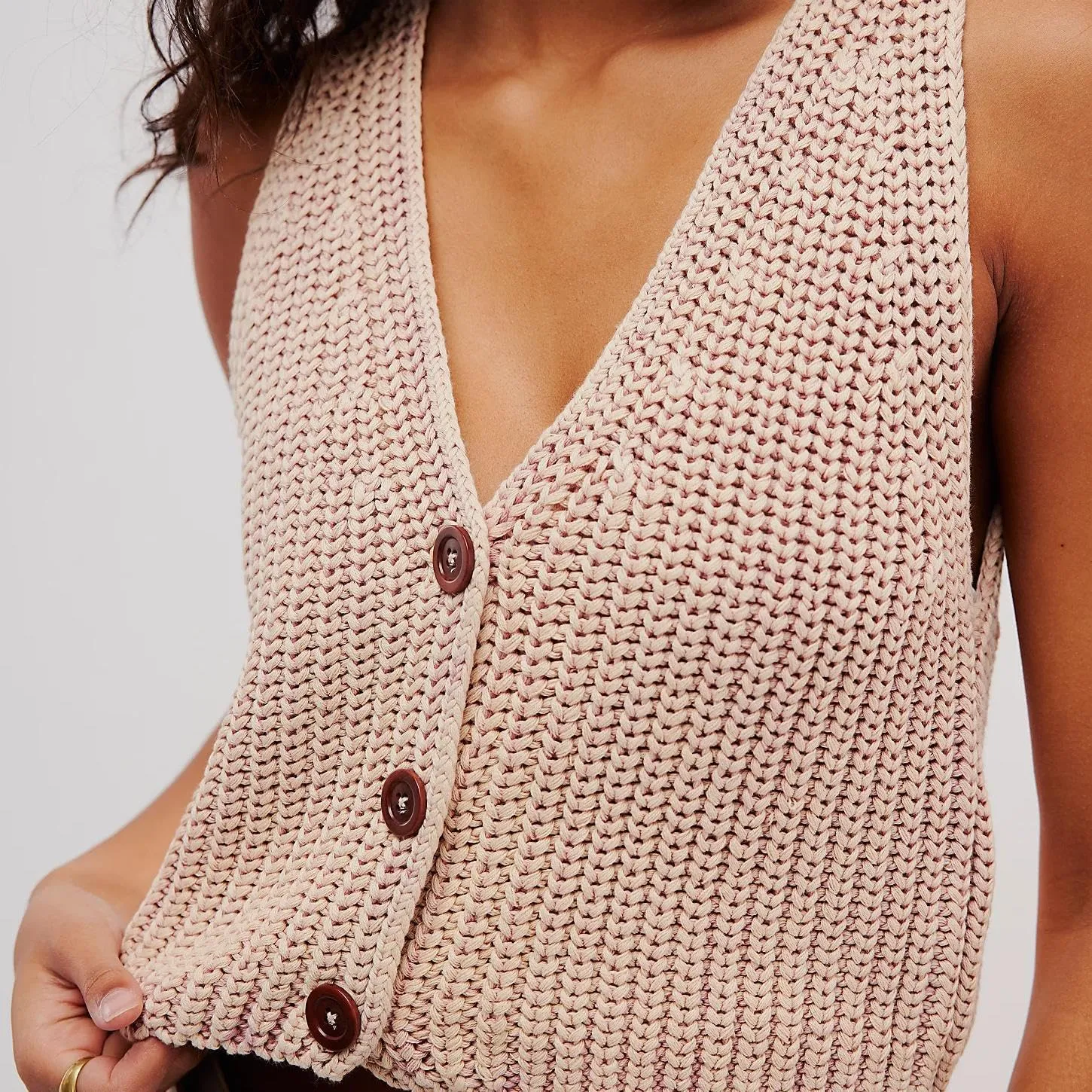 Women Button Up Ribbed Knit Crop Sweater Vest Sleeveless Solid Slim Fit Deep V Neck Cropped Vest Cardigan