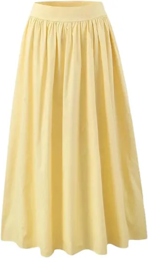 Women Cotton Set Top Skirt 2 Pcs Outfit Ruffles Button Slim Top A-Line Maxi Skirt Casual Dress