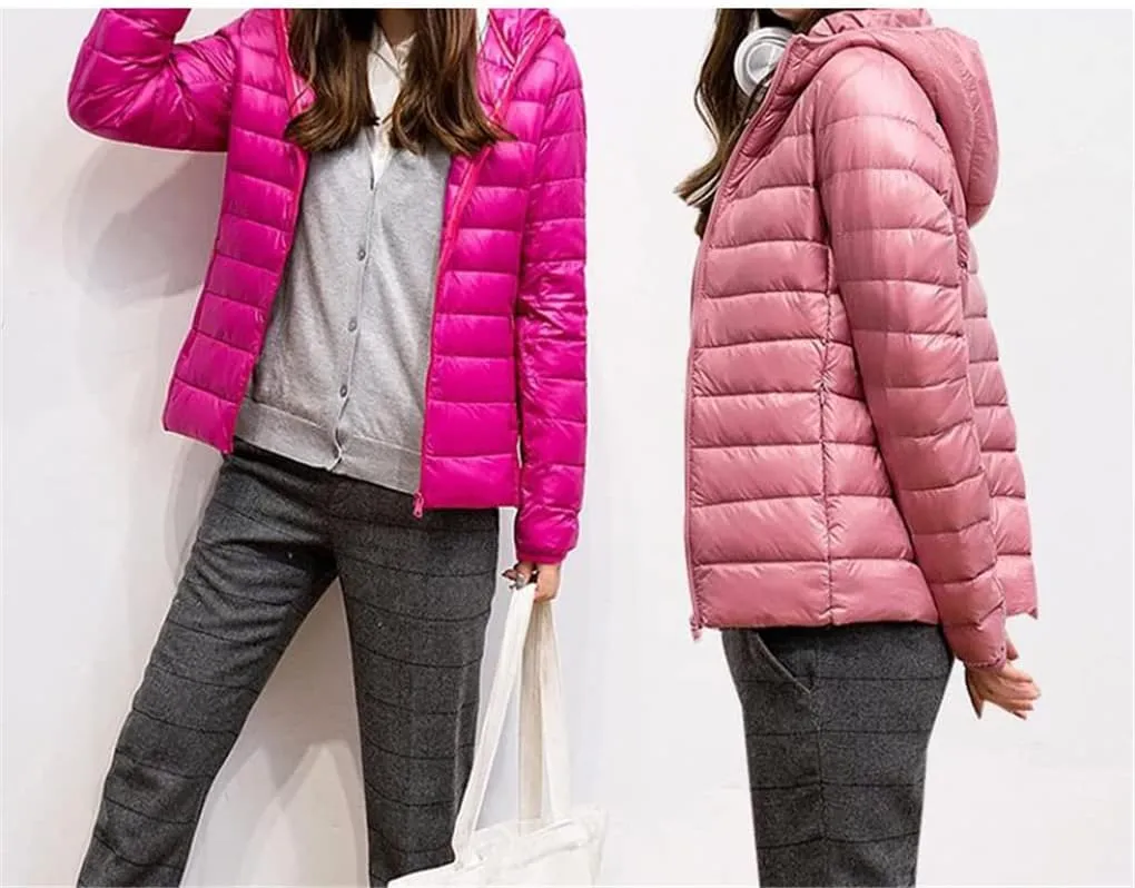 Women Duck Down Jackets Winter Ultralight Hooded Women Down Coat Portable Short Parkas Puffer Overcoat